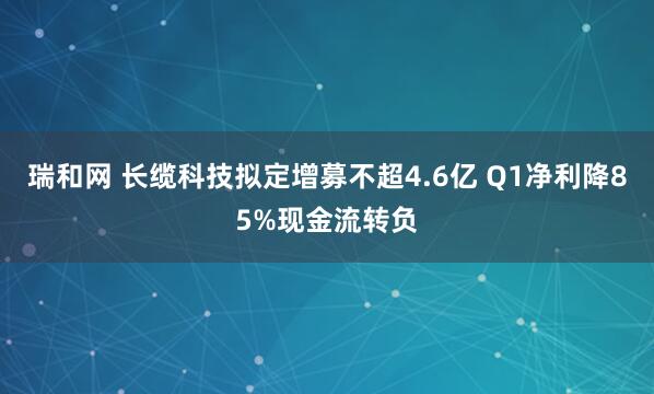 瑞和网 长缆科技拟定增募不超4.6亿 Q1净利降85%现金流转负
